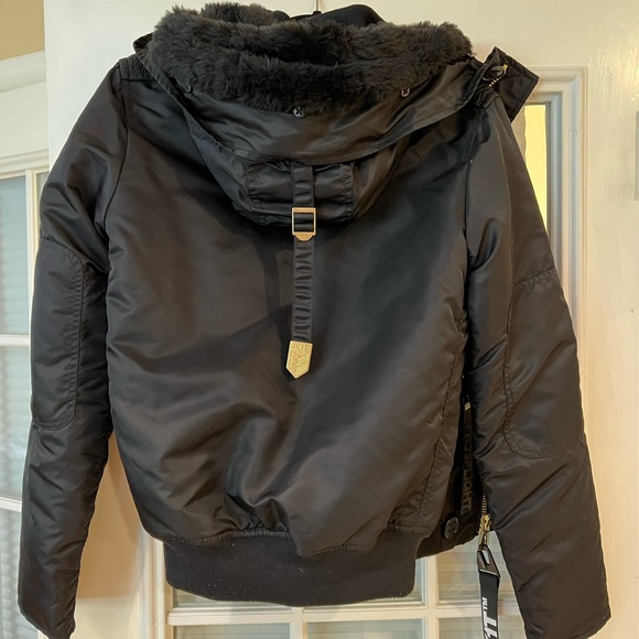 JK1T Small Womens Black Bomber Jacket - Picture 2 of 3